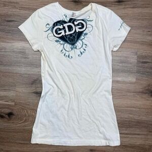 white y2k GDG graphic heart tee